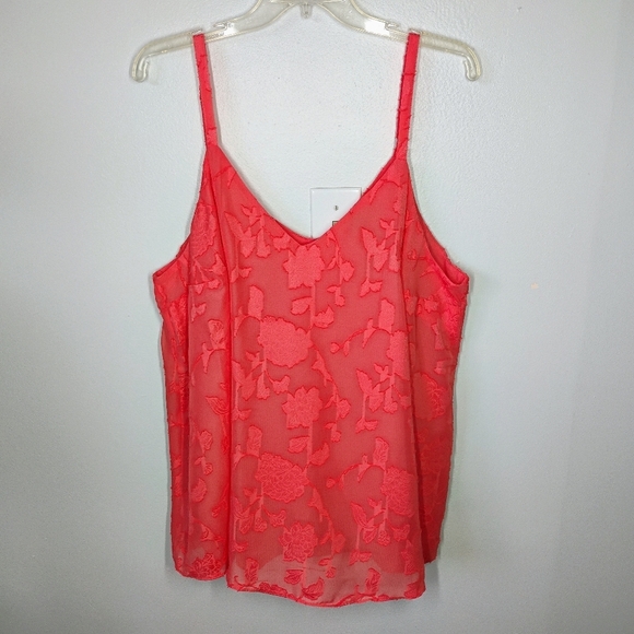 Torrid Sophie Clip Chiffon Swing Cami Tank Top Deep Sea Coral Plus Size 2X - Picture 1 of 10